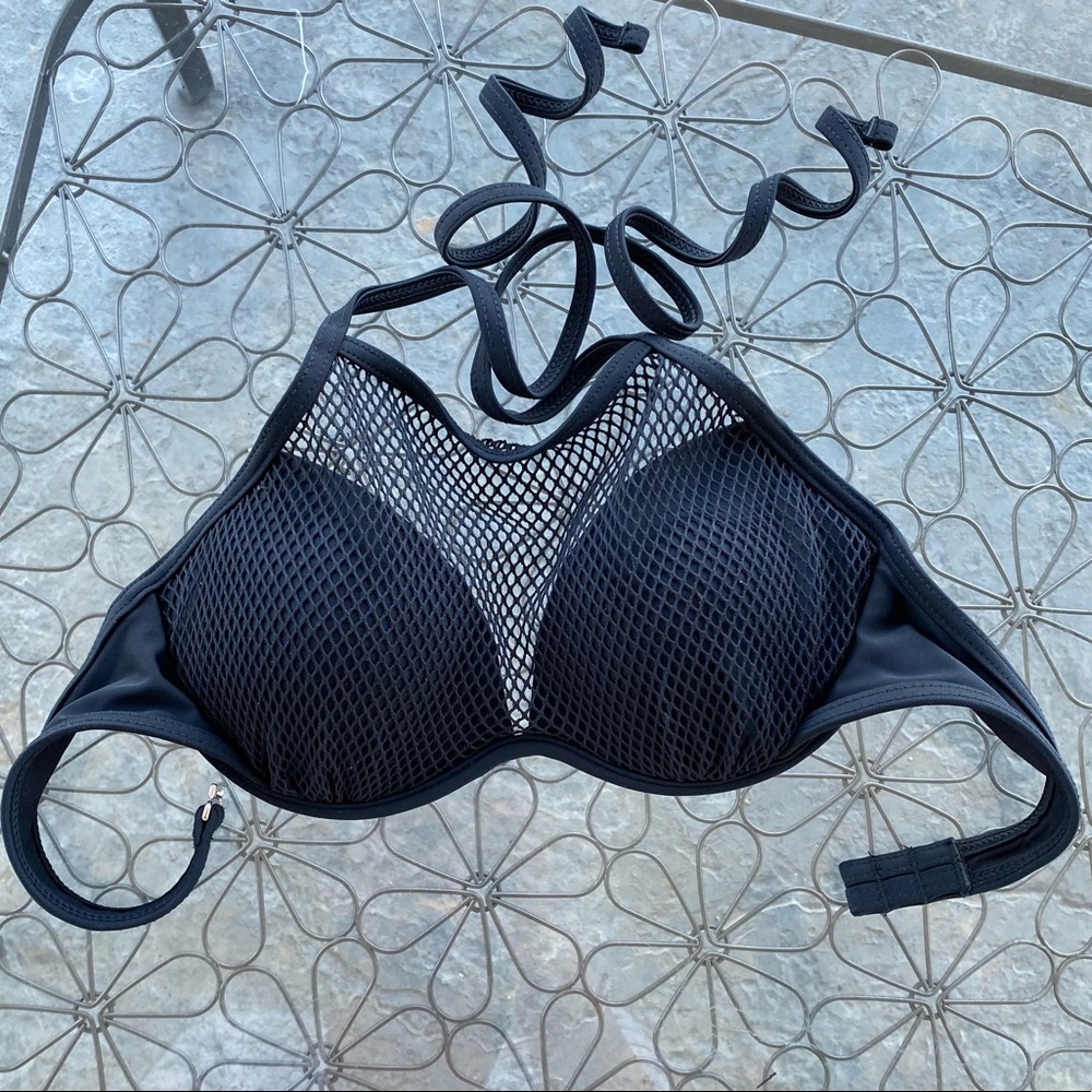 Black Fishnet Bikini Top